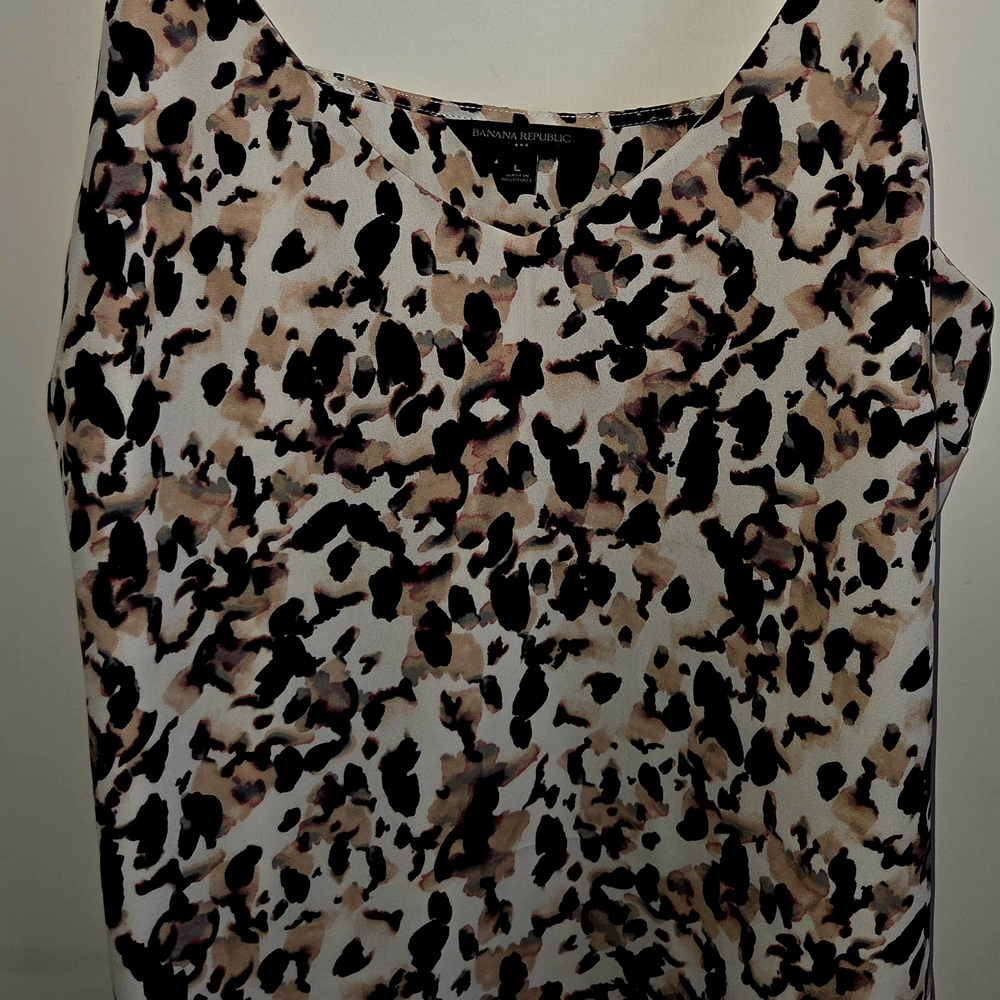 Banana Republic Leopard Print Sleeveless Blouse - Black & Tan